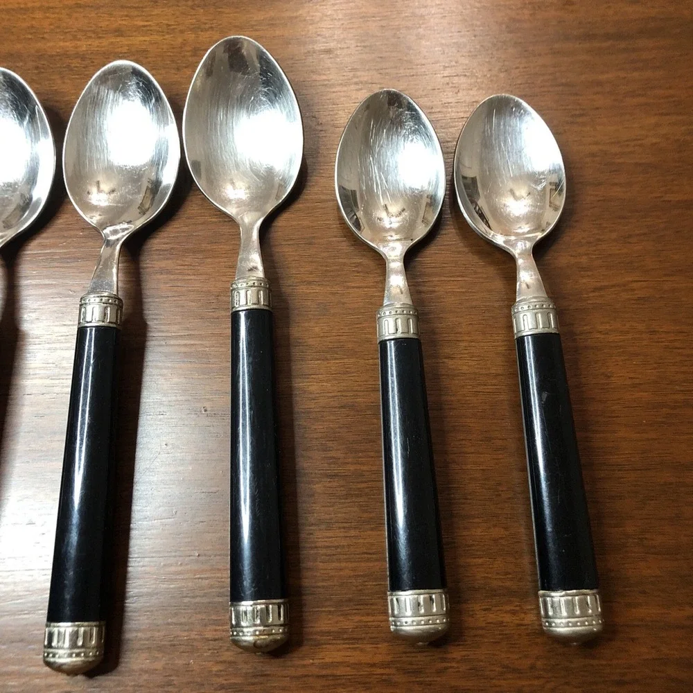 Italia Black EME flatware 6 spoons 18/10 Italy